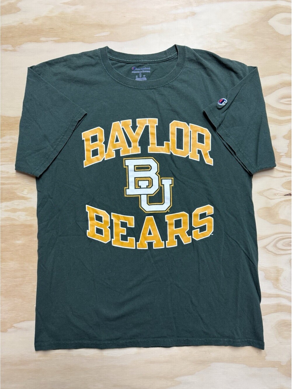Champion Baylor Bears BU Green Short Sleeve T-Shirt Shirt Size M